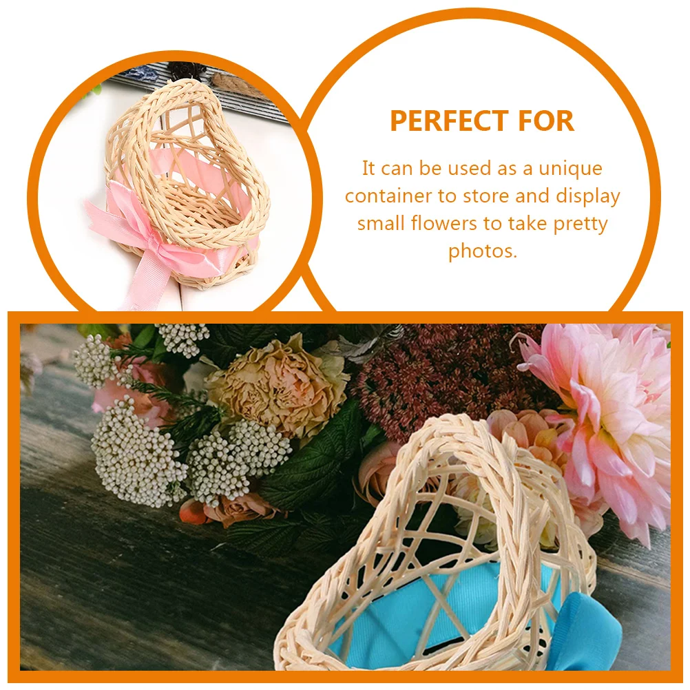 

2 Pcs Woven Storage Basket Weave Rattan Flower Baskets Candy for Micro Scene Wicker Hamper
