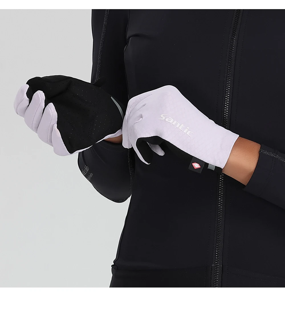 Santic Herren leichte Fahrradhandschuhe MTB Bike Warm Plus Fleece winddicht Touchscreen Rennrad Vollfinger-Winterhandschuhe – Detail 13