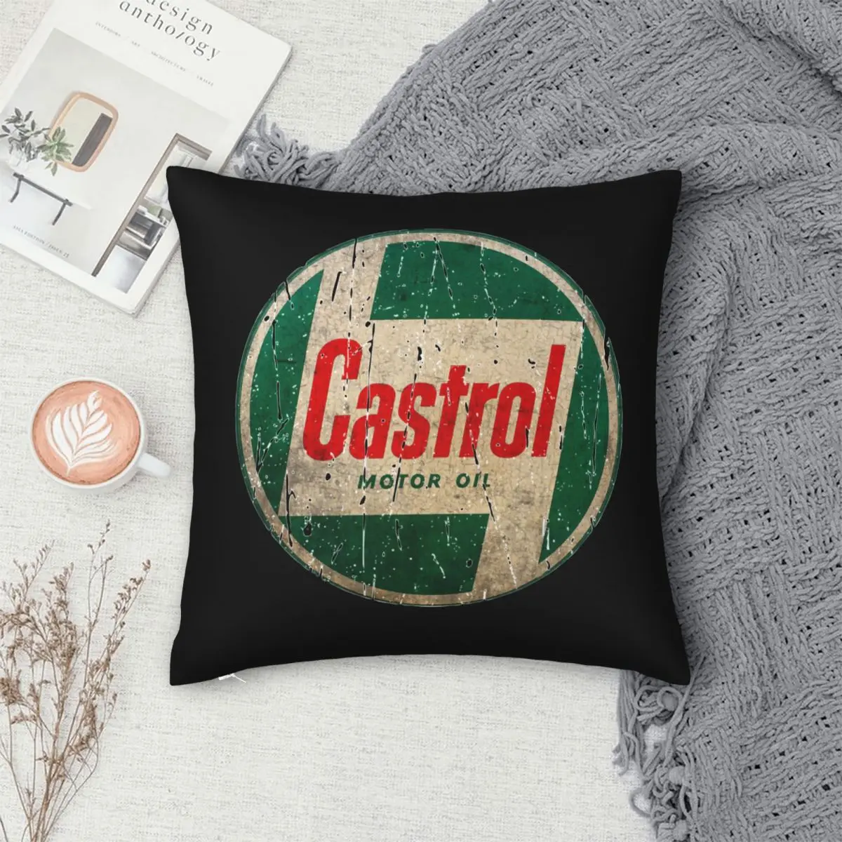 Castrol Gas Pillowcase Printed Fabric Cushion Cover Decor Motor Oil Throw Pillow Case Cover Home Wholesale 45*45cm