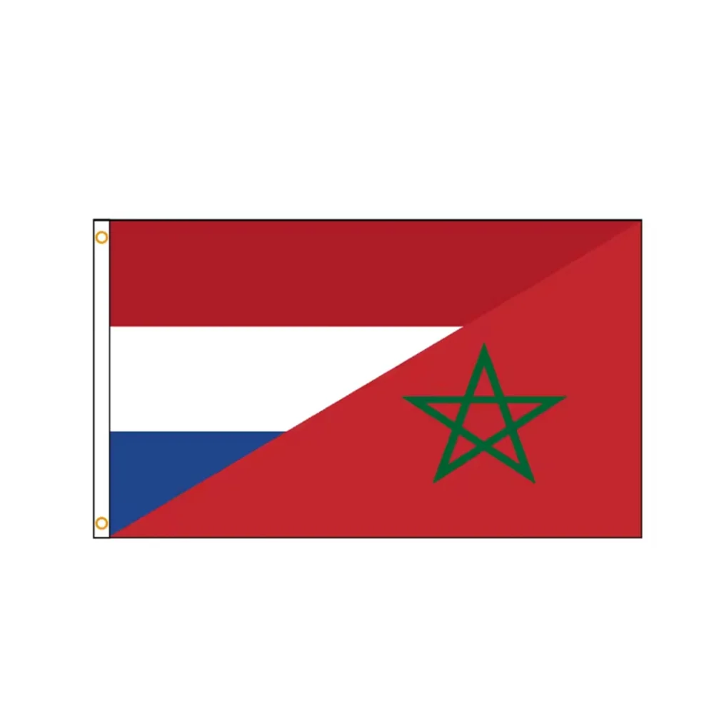Netherlands Morocco Combined Friendship Flag 2x3ft 3x5ft Polyester Dutch Moroccan Banner Indoor Outdoor Home Garden Wall Decor