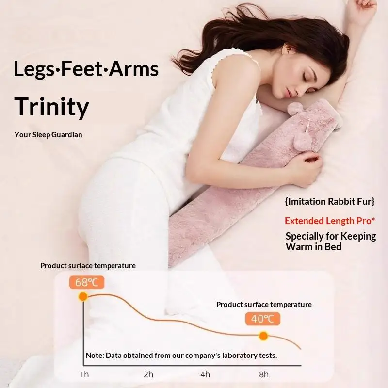 Long Fleece Hot Water Bag - Full Body Bed & Quilt Warmer, Thickened Leak-Proof Heating Pillow for Winter Comfort