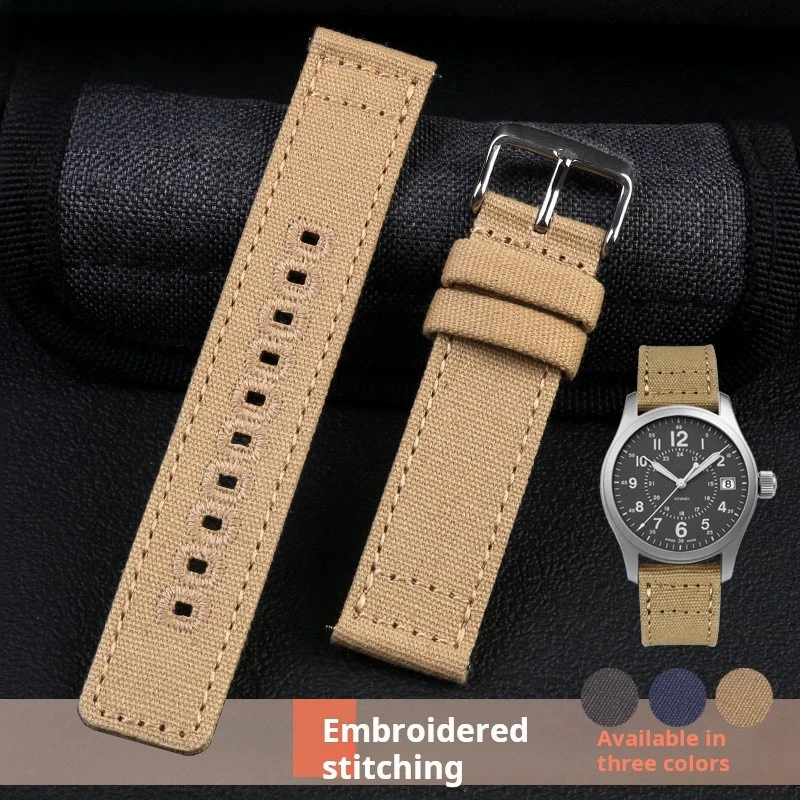 سوار ساعة رجالي سريع التحرير ، حزام ساعة قماش بديل ، رمادي ، أزرق ، نايلون ، 20 من ، 22 من ، H68201993 ، تيميكس ، مواطن ، كاكي