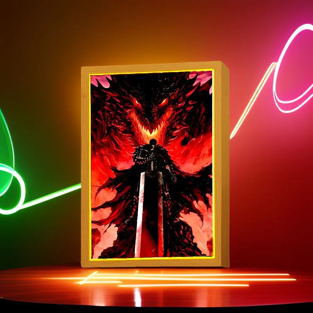 Anime Light Painting Photo Frame Berserk Behelit Griffith Action Figures Moon Lamps Led Night Light Bedroom Decor Birthday Gifts