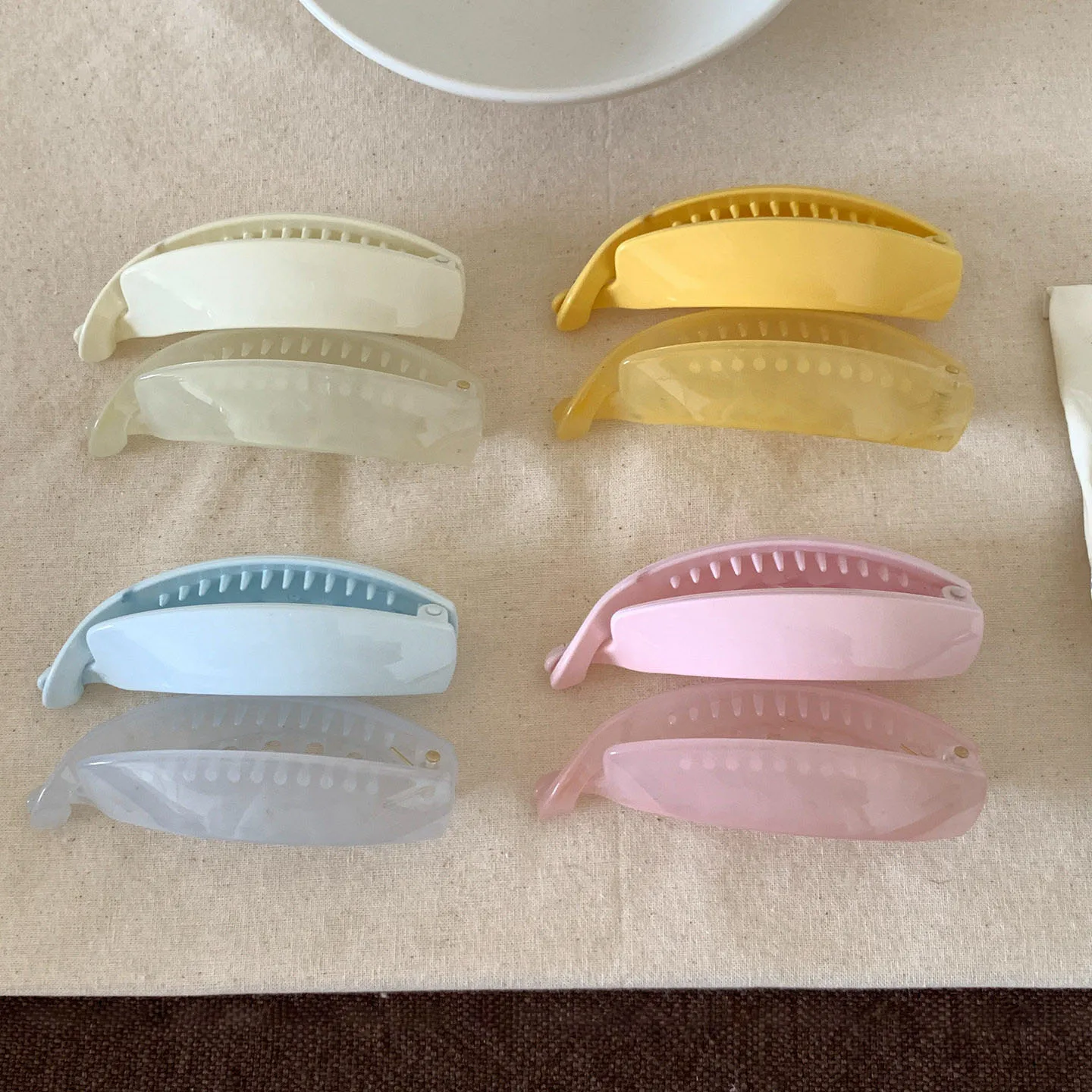 Dual Row Hair Claw for Thick Hair Strong Hold Banana Clip Jelly Color Hair Accessories Women High Ponytail Twist Comb Hairpin