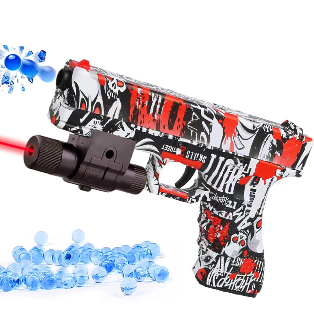 Manual G17 Gel Toy Gun With Laser Soft Bullet Airsoft Pistol Outdoor Sports CS Game Weapon for Children Gift