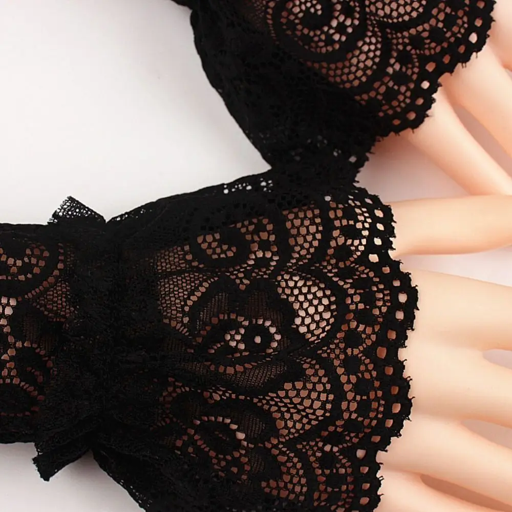 1Pair Sun Protection Arm Cover Sweater Decorative Gloves Ruffles Elbow Sleeve Lace Cuffs Fake Sleeve Detachable Sleeve Cuffs