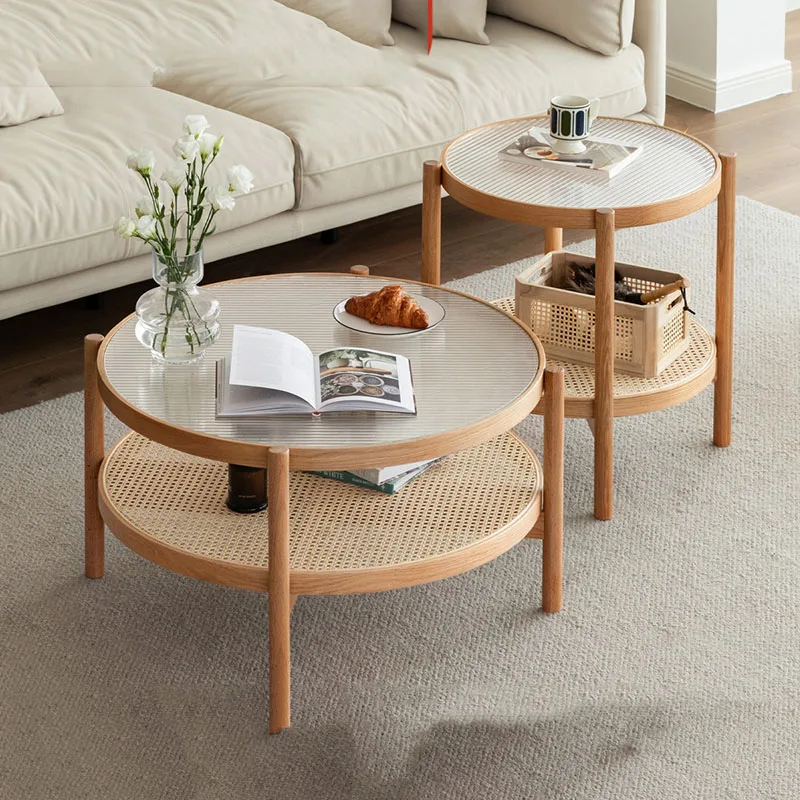 

Nordic Library Coffee Tables Luxury Center Rattan Coffee Tables Modern Glass Petit Meuble Coffee Table Living Room LQQ25XP