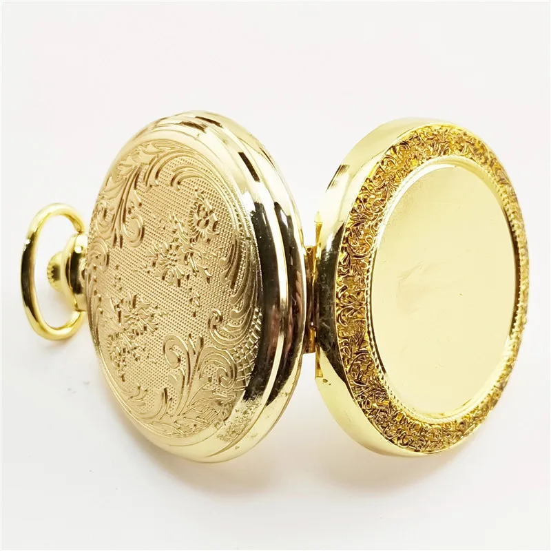 Retro Luxury Engraved Bronze Case Quartz Pocket Watch for Men Antique Wave Fob Chain Necklace Pendant Man Clock Present Gifts