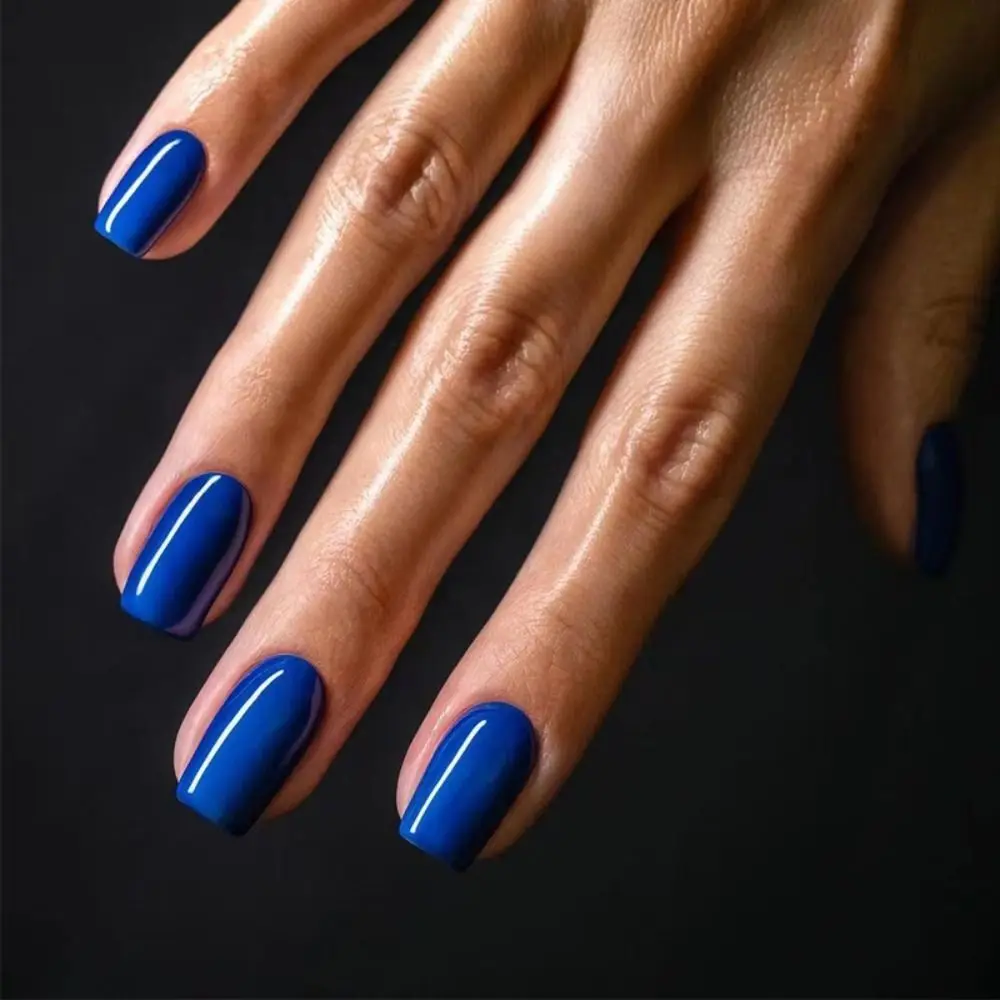 24pcs Simple Square False Nails Short French Pure Color Fake Nail