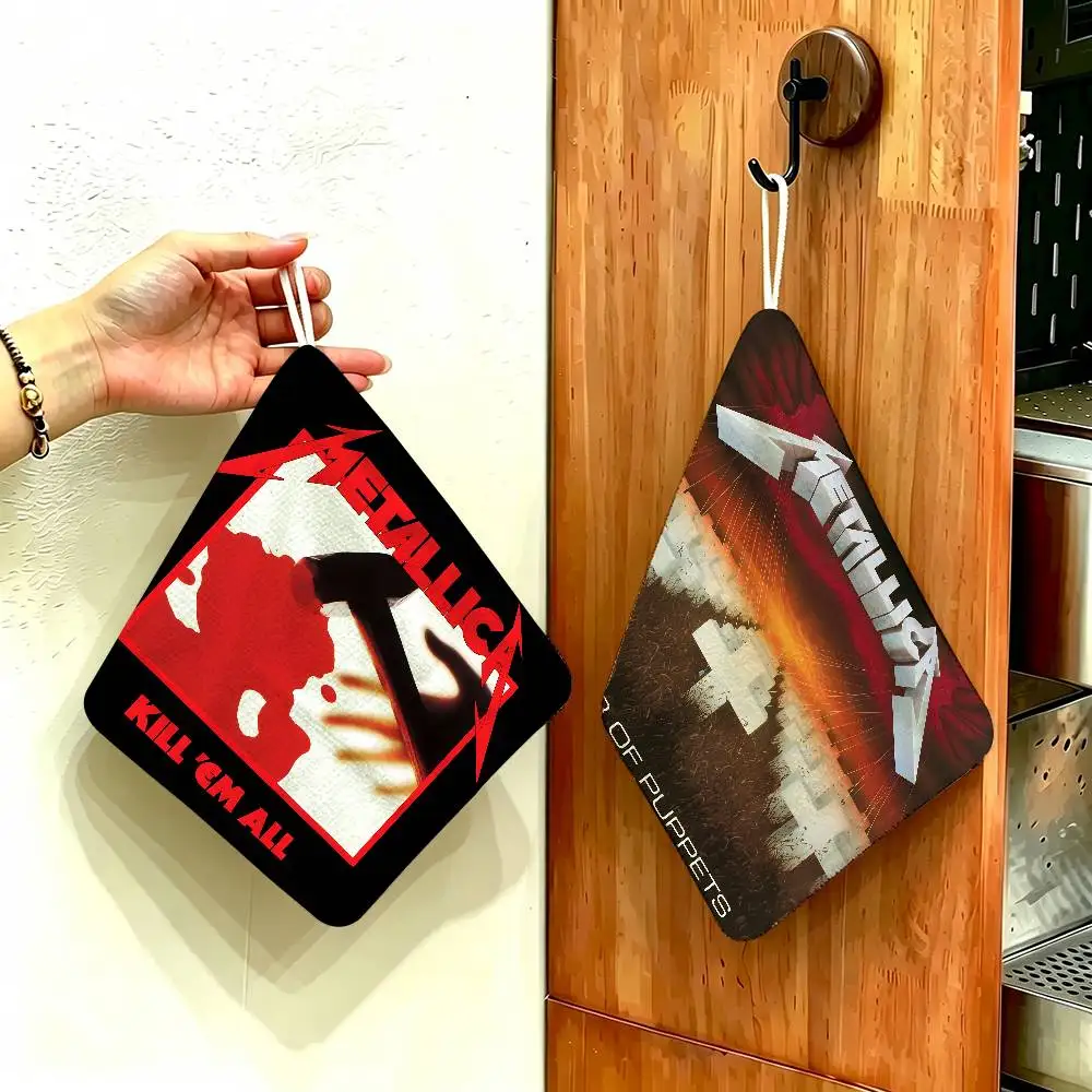 M-Metallica Thrash-Metal Polyester Cotton Daily Towel, Hanging Kitchen Hand Wiping Cloth, Durable for Whole House Use