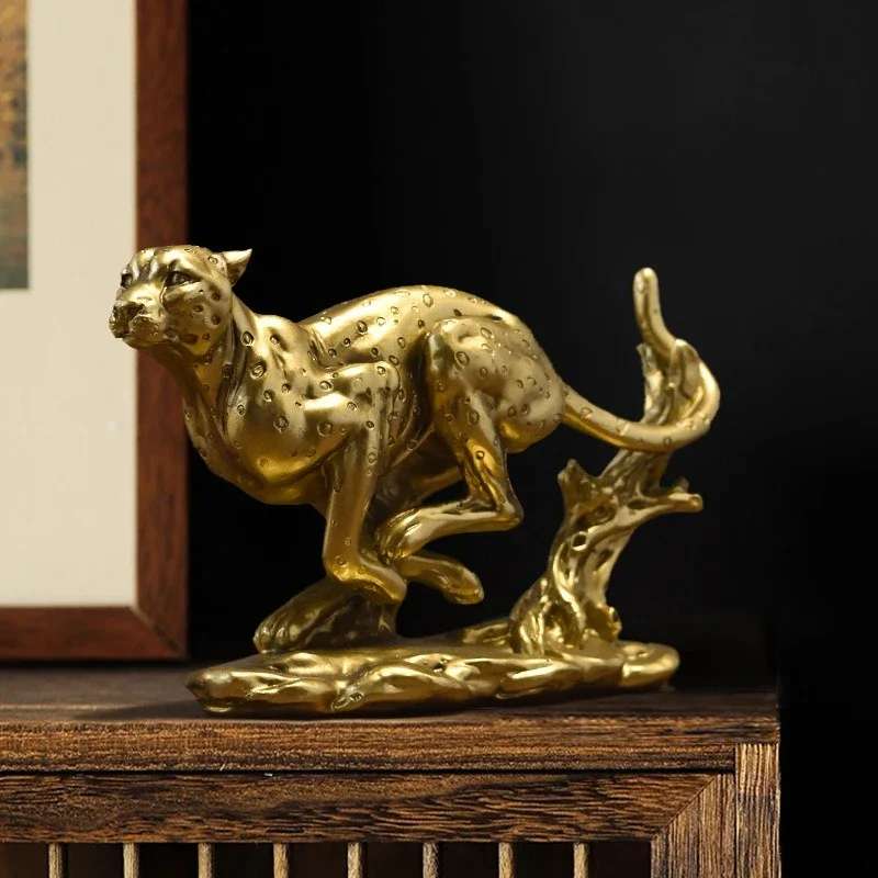 

Resin Handicrafts Simulated Animal Sculptures Golden Leopard Cheetah Leopard Jaguar Running Figurine Home Decoration Accessories