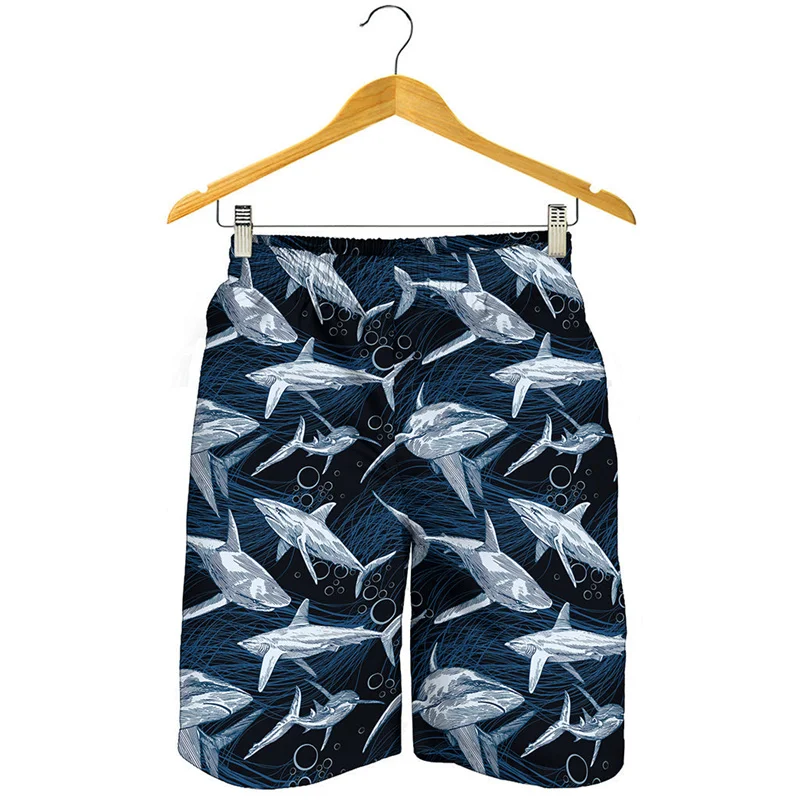 Cute Cartoon Sharks Graphic Short Pants Men 3D Printed Animal Beach Shorts Kids Summer Quick Dry Swim Trunks Surf Board Shorts