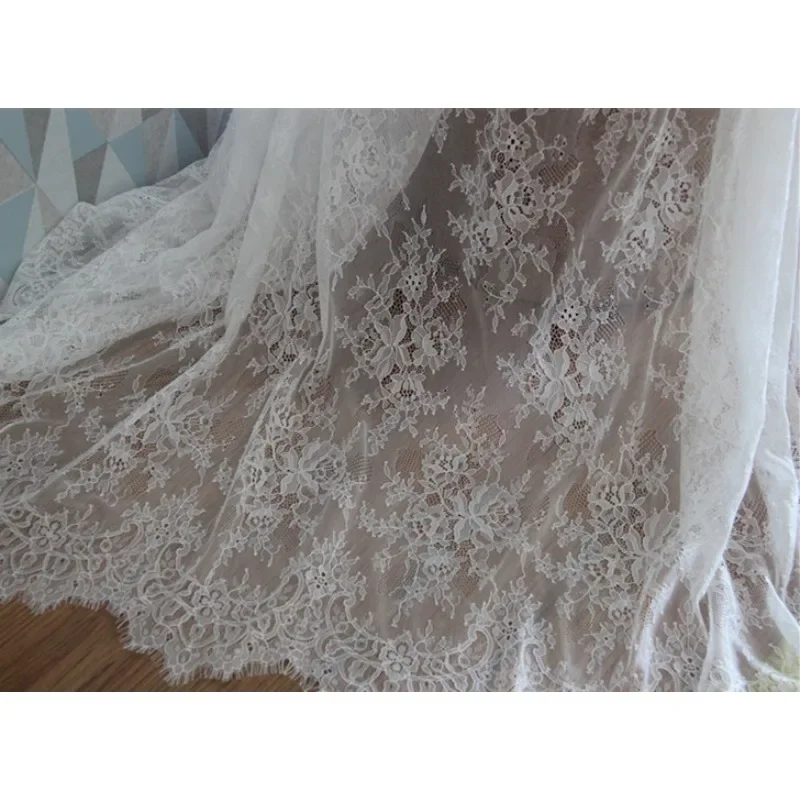 

3m * 1.5m Wide, New High-quality French Eyelash Embroidery Fabric, Handmade DIY Wedding Dress, Clothing Decoration Accessories