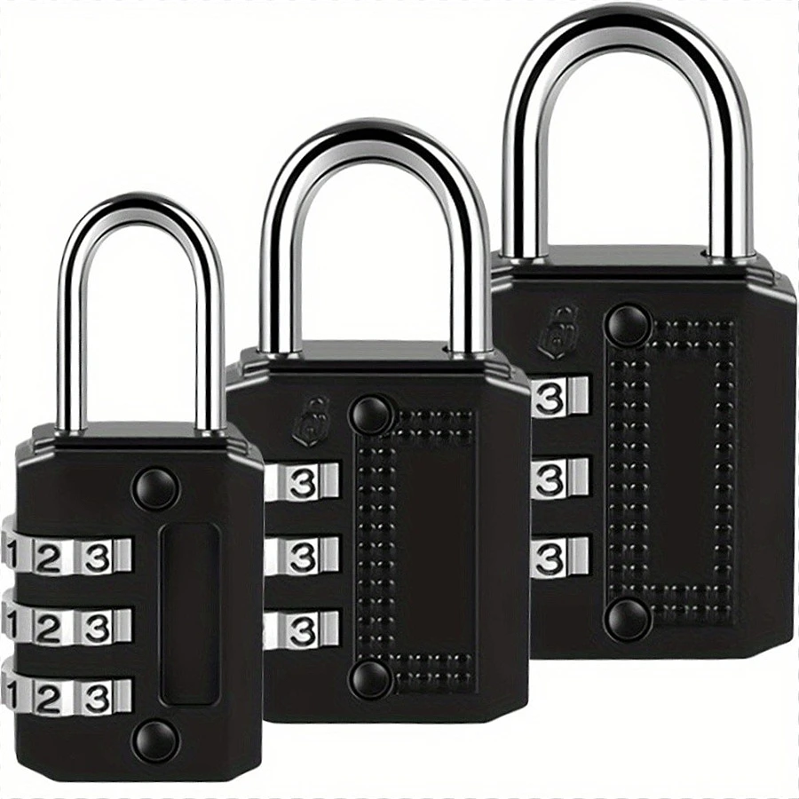 3pcs 4-digit Password Lock, Padlock, Luggage Anti-theft, Wind and Rain Resistant, Outdoor Gym Security, Password Lock, Door Lock