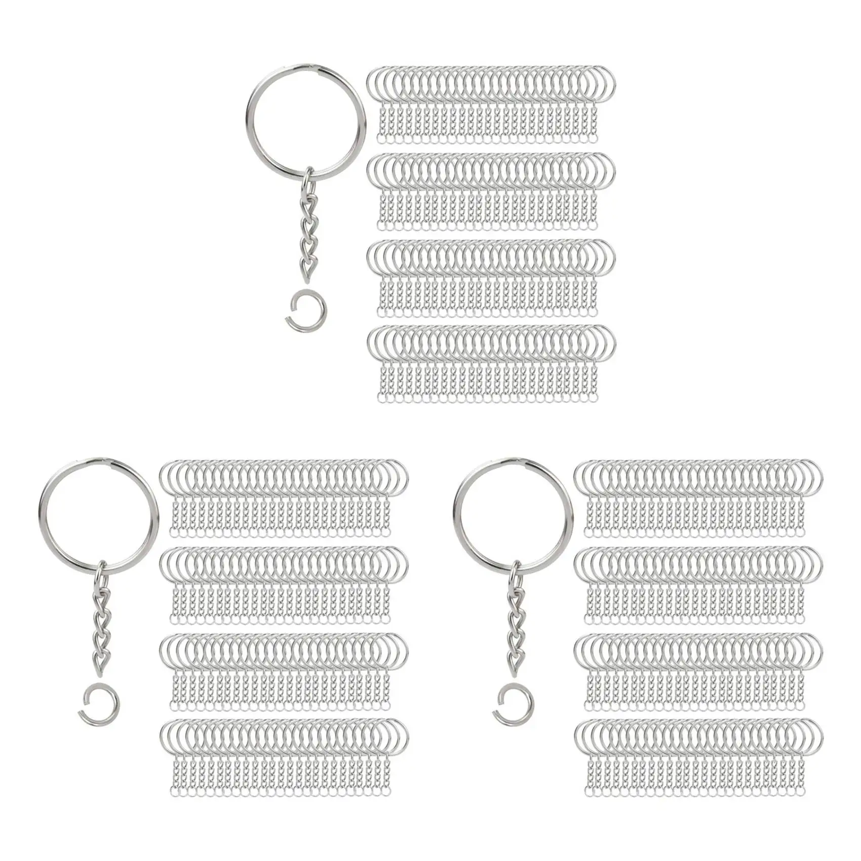 ABMR-600Pcs Split Key Chain Rings With Chain Silver Key Ring And Open Jump Rings Bulk For Crafts DIY (1 Inch/25Mm)