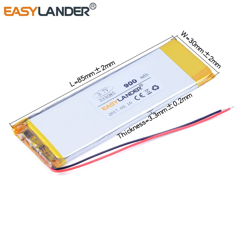 333085   Batería recargable de iones de litio de polímero de litio, 3,7 V, 900mAh, para MP3, MP4, DVR, juguetes, GPS, PSP, PDA, bluetooth, altavoz clon 4G, 4S, 5G, 5S
