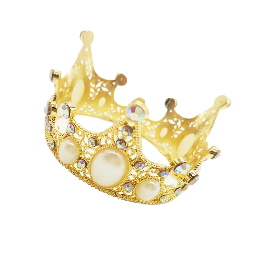

1pc Pearl Crown Decorations Cake Crown Non-Edible Picks For Birthday Wedding Anniversary Party Cupcake Dessert Toppers