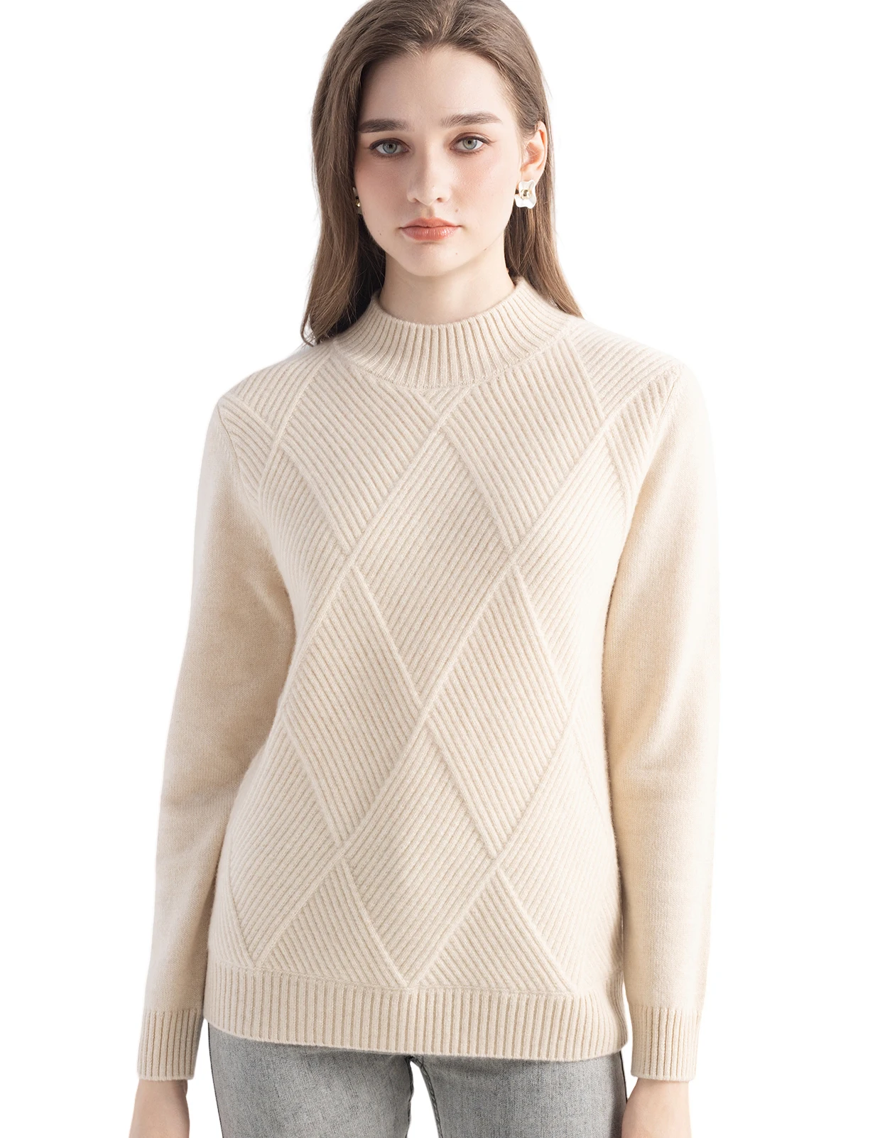 Tops for Women Sweater 100%Cashmere Sweater Fall Winter Mock Neck Long Sleeve Pullover New Knit Women Clothes Trend Pulls Femmes