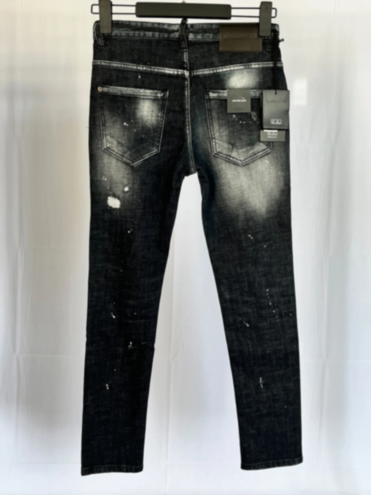 2024 Primavera e l'Estate Nuovo D2 Jeans da Uomo Alla Moda da Uomo Lavato Stampato Vernice Splash Ink Moda Casual Piccolo Dritto Nero