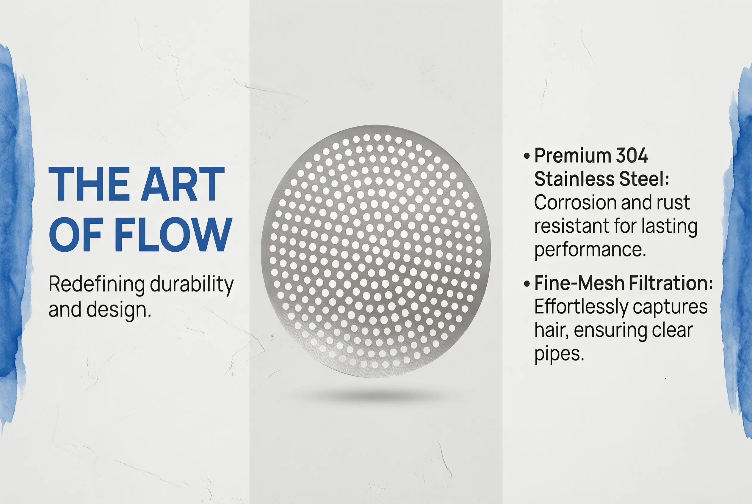 304 Stainless Steel Floor Drain Cover 15cm Smooth Edge Rust-Proof for Shower, Sink, Basement, Outdoor, Hair Trap