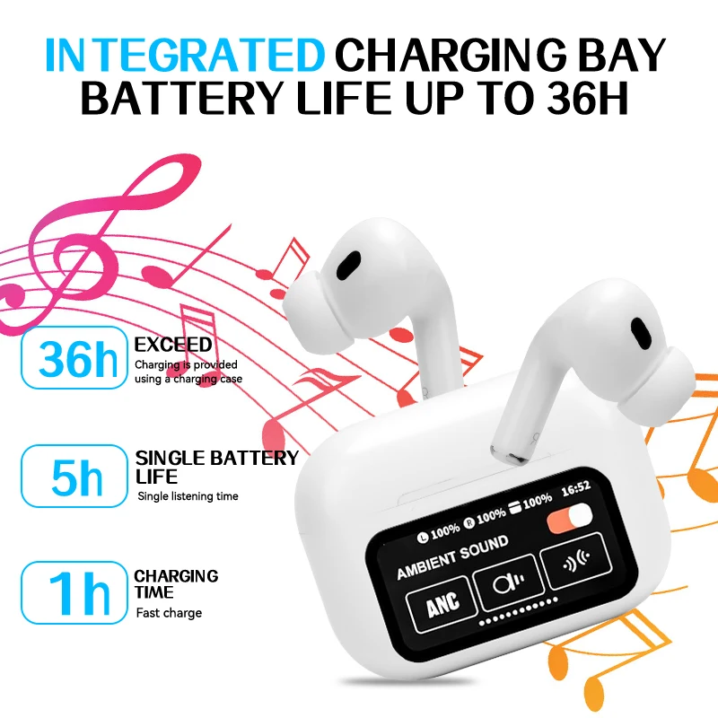 سماعات بلوتوث تعمل باللمس ANC إلغاء الضوضاء سماعات أذن لاسلكية