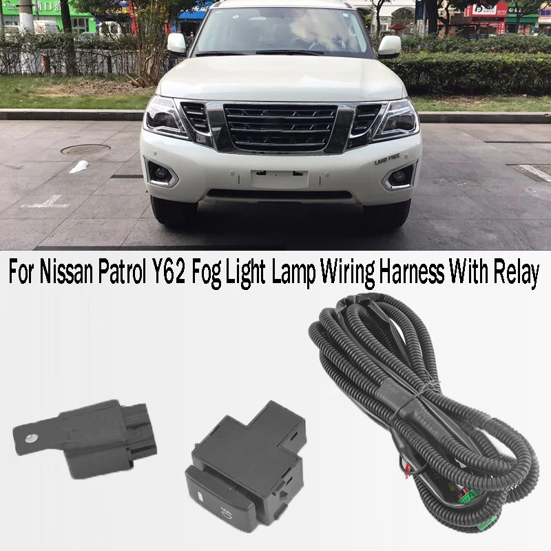 Car Fog Light Lamp Wiring Harness With Indicator Relay & ON/OFF Switch Kits For Nissan Patrol Y62