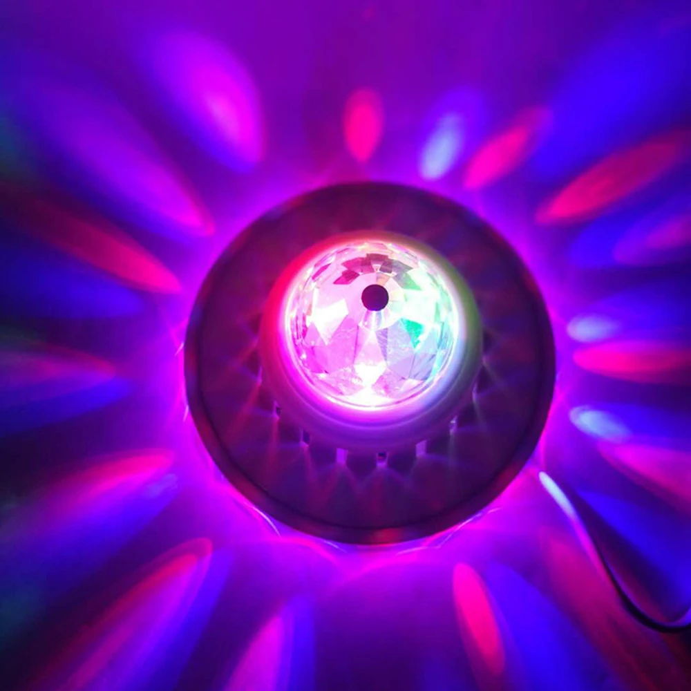 Stage Lamp RGB LED Bulb Magic Ball Colorful Rotating Bulb Small Magic Ball Sound Control Light KTV Flash Bulb For Famliy Paty