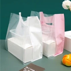 50Pcs/lot Transparent Plastic Gift Bag With Handle Christmas Wedding Party Gift Bag Candy Cake Baking Packaging Bag