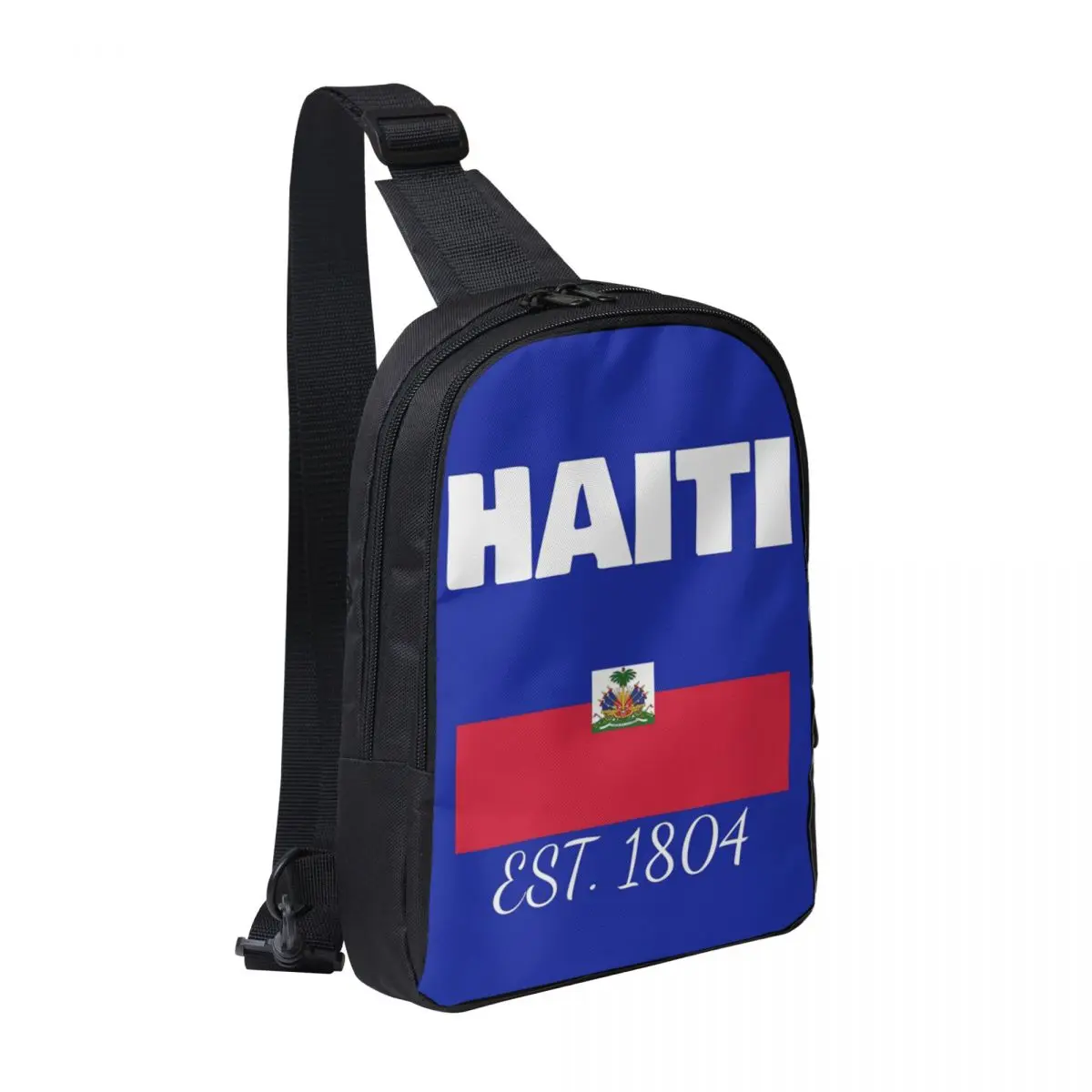 

Haiti EST. 1804 Independence Haitian Flag Merch Chest Bag Men Sling Crossbody Backpack Chest Bag Hiking Daypack Shoulder Bag