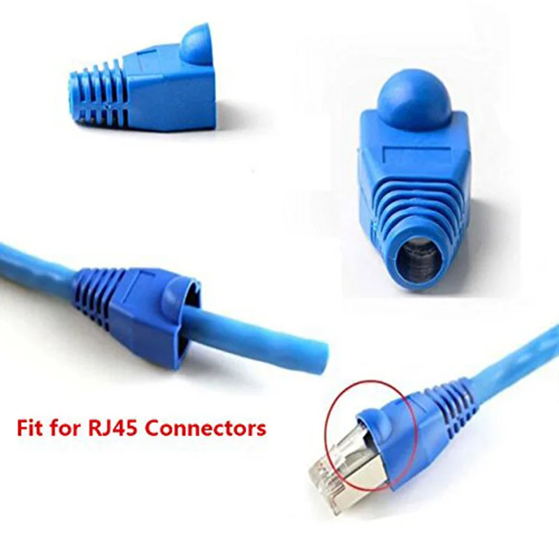 Hot Sell 100 Pcs Mixed Color CAT5E CAT6 RJ45 Ethernet Network Cable Strain Relief Boots Cable Connector Plug Cover