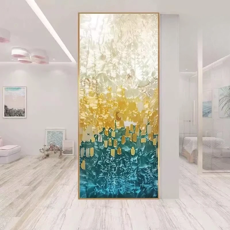 

High-end light luxury art glass filigree enamel color French living room bedroom screen partition