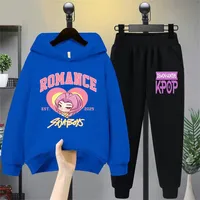 SajaBoys Romance Kids Hoodie Set (Expected 2026) - Children's Cute Anime Character Heart Pattern Casual Set