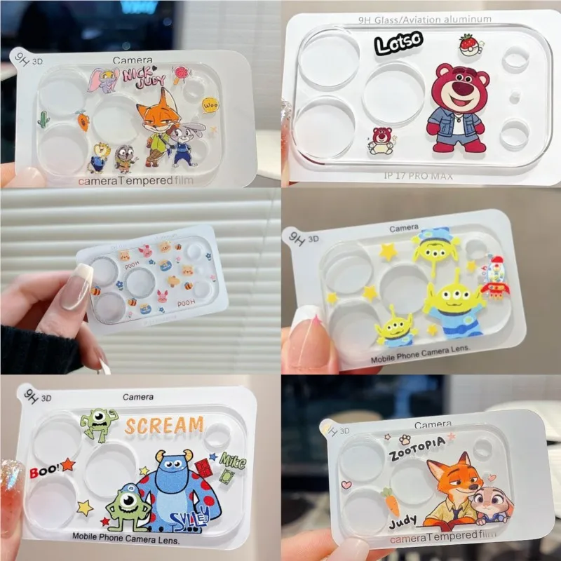 

Disney Cute Cartoon Camera Lens Protector for iPhone 17 Pro Max 17 Pro Lotso Stitch Tempered Glass Film, Anti-Scratch Lens Guard