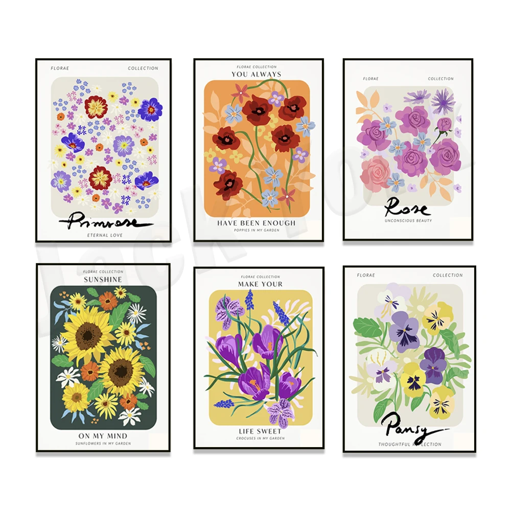 

Flower Market City Poster Print Abstract Plants Wall Art Colorful Canvas Painting Nordic Picture for Living Room Home Decor