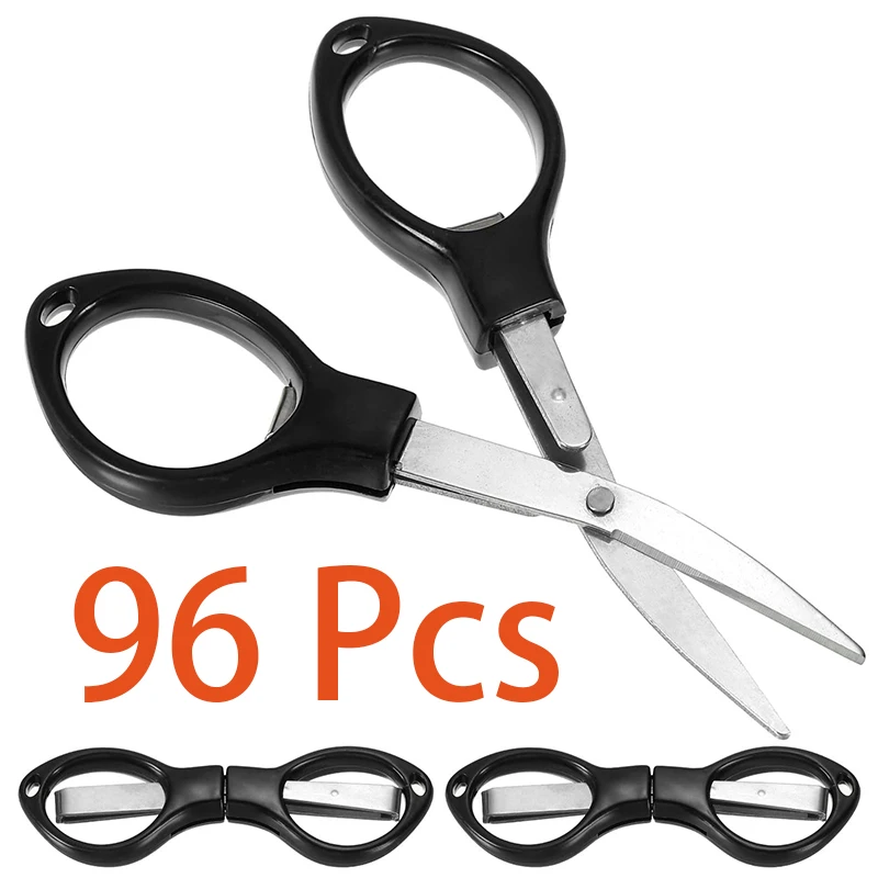 96 Pcs Multifunction 8 Words Fold Scissors Plastic Handle Stainless Steel Student Stationery Handmade Crafts Kids DIY Tool