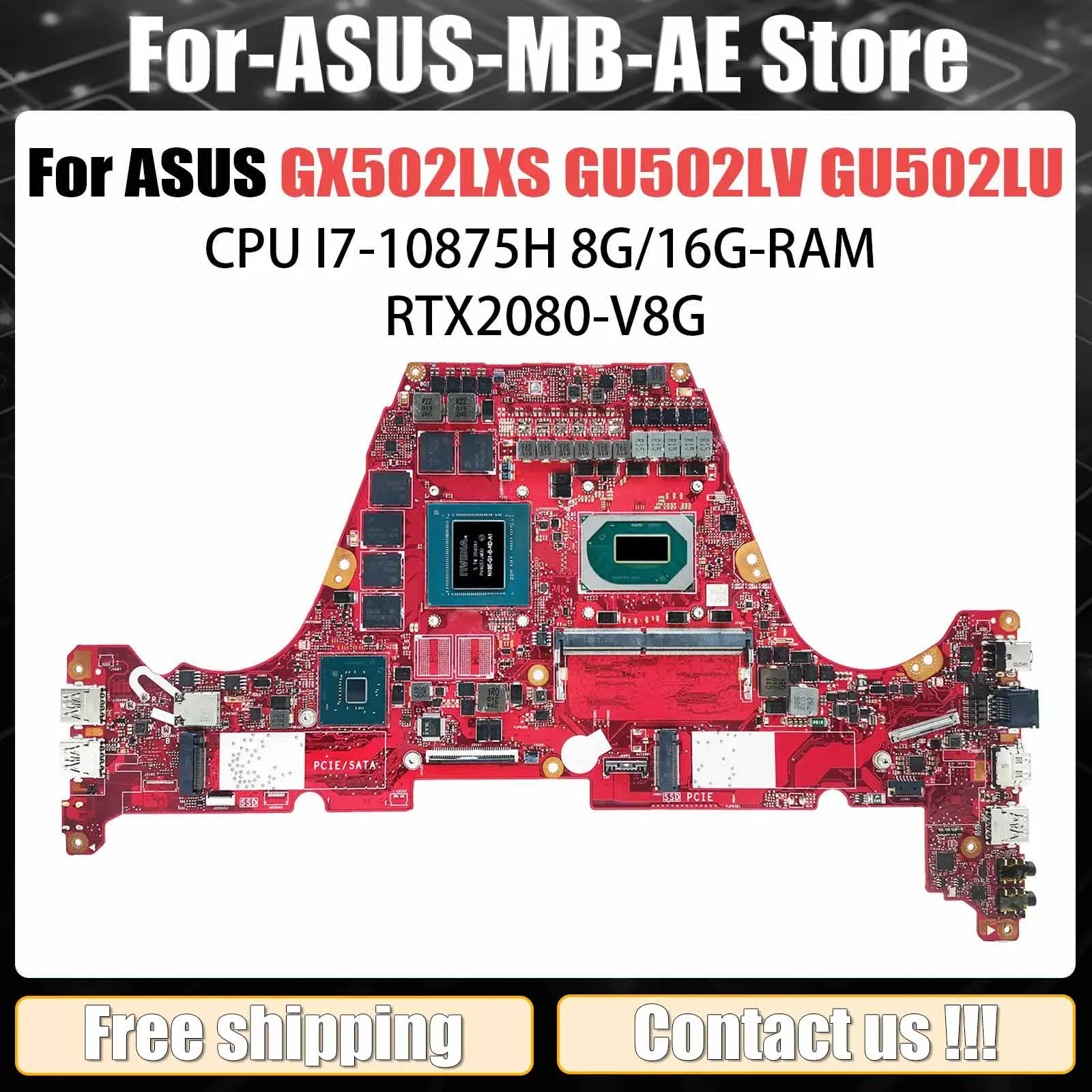 GX502LXS Laptop Motherboard For ASUS ROG Zephyrus S15 GU502LV GU502LW GX502L GU502LU Mainboard i7-10th RTX2060 2070 2080S