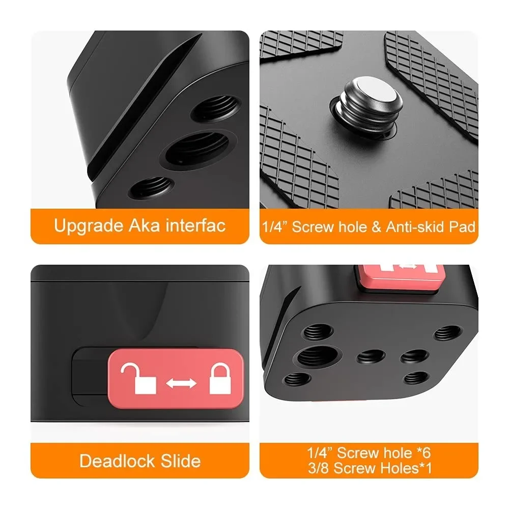 

Quick Release Plate, Tripod Camera Mount Adapter with 1/4" 3/8" Screw, Compatible with DSLR Camera, Tripod Ball Head