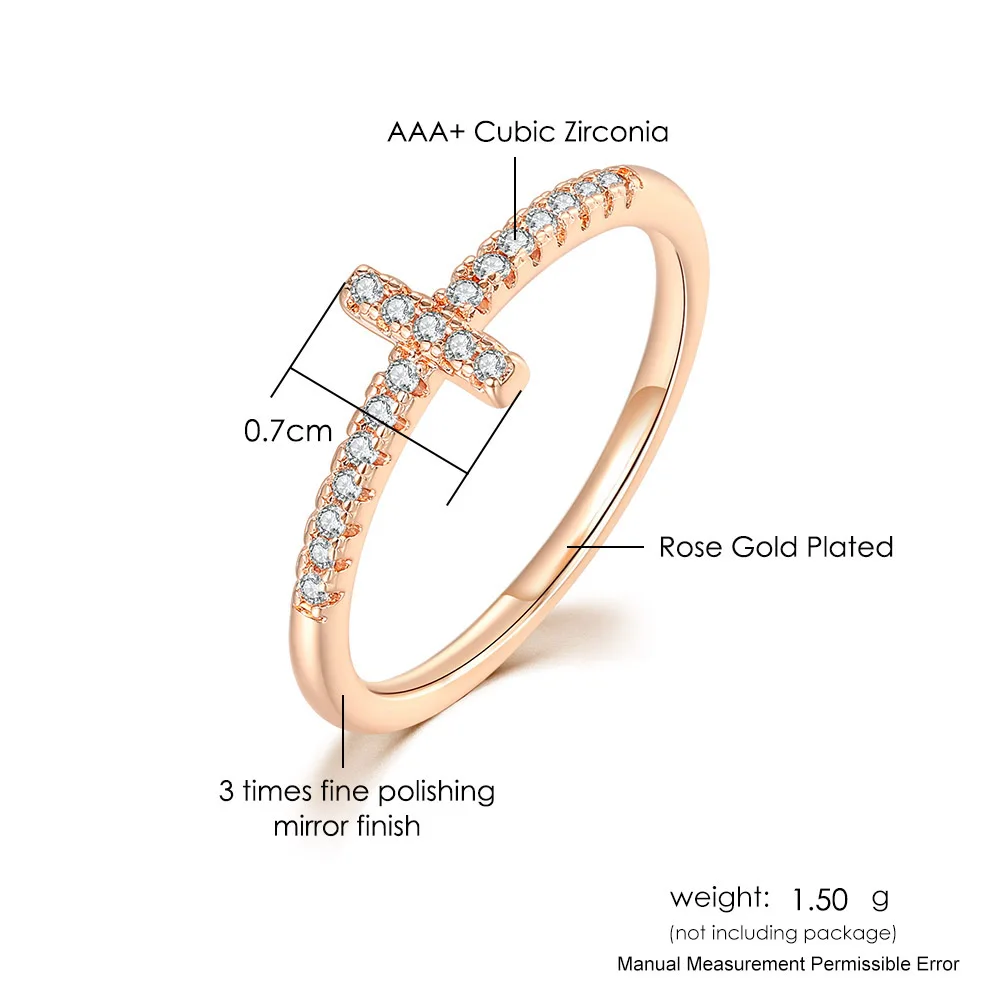 Korean Fashion Cross Crystal Rings For Women Girls Thin Dainty Women\'s Ring Finger Jewelry Daily Kpop Accessories Gift 2022 R715