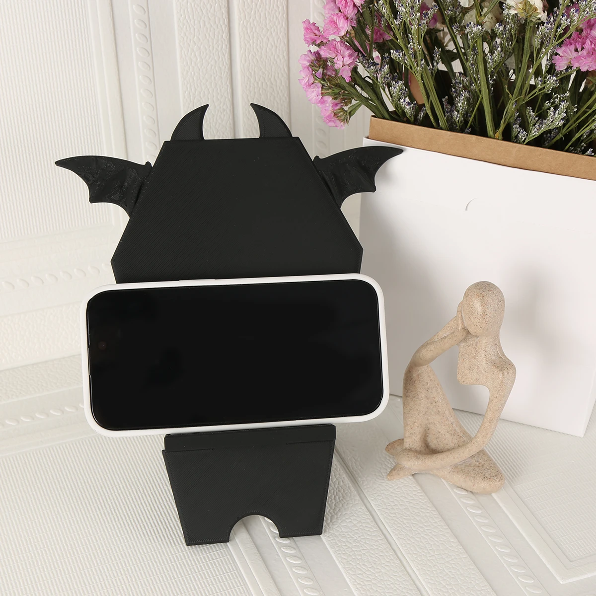 Цельный держатель для мобильного телефона в готическом стиле, креативный держатель для мобильного телефона с летучей мышью, украшение для рабочего стола, подходит для гостиной