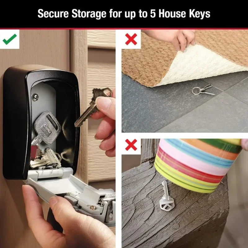 Master Lock Key Storage Box Wall Mount Outdoor Lock Box for House Keys Key Safe with Combination Lock 5 Key Capacity 5401D