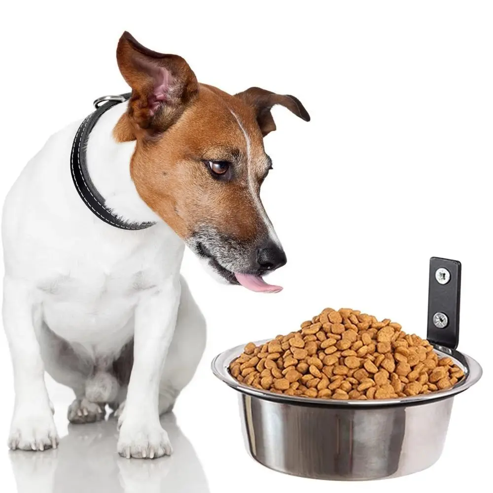 

Foldable Hanging Pet Bowl Anti Slip Wall Mounted Stationary Dog Cage Bowl Detachable 6/8inch Pet Food Dispenser Wet Dry Food