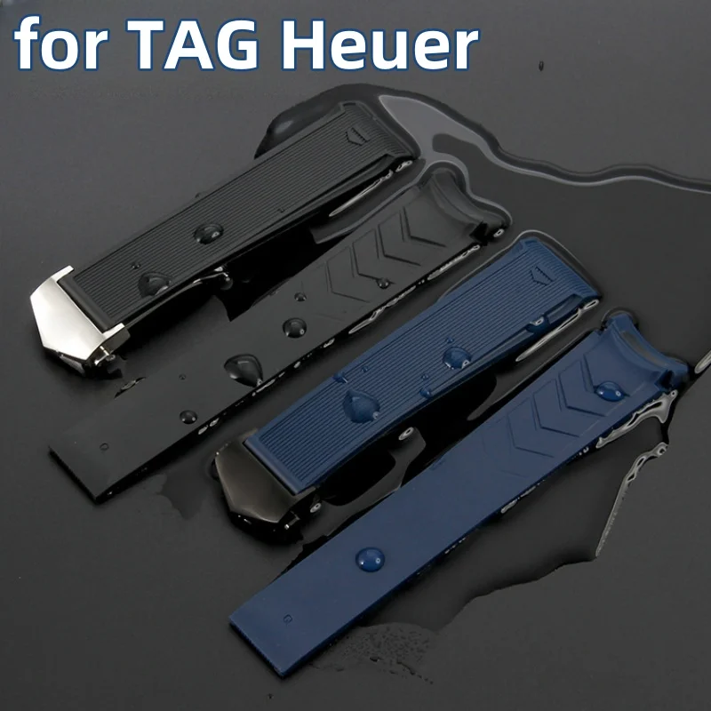 For TAG Heuer AQUARACER 300F1 43/41mm Series Silicone Rubber Folding Buckle Watchband Watch Strap Bracelet Man Accessories 22mm