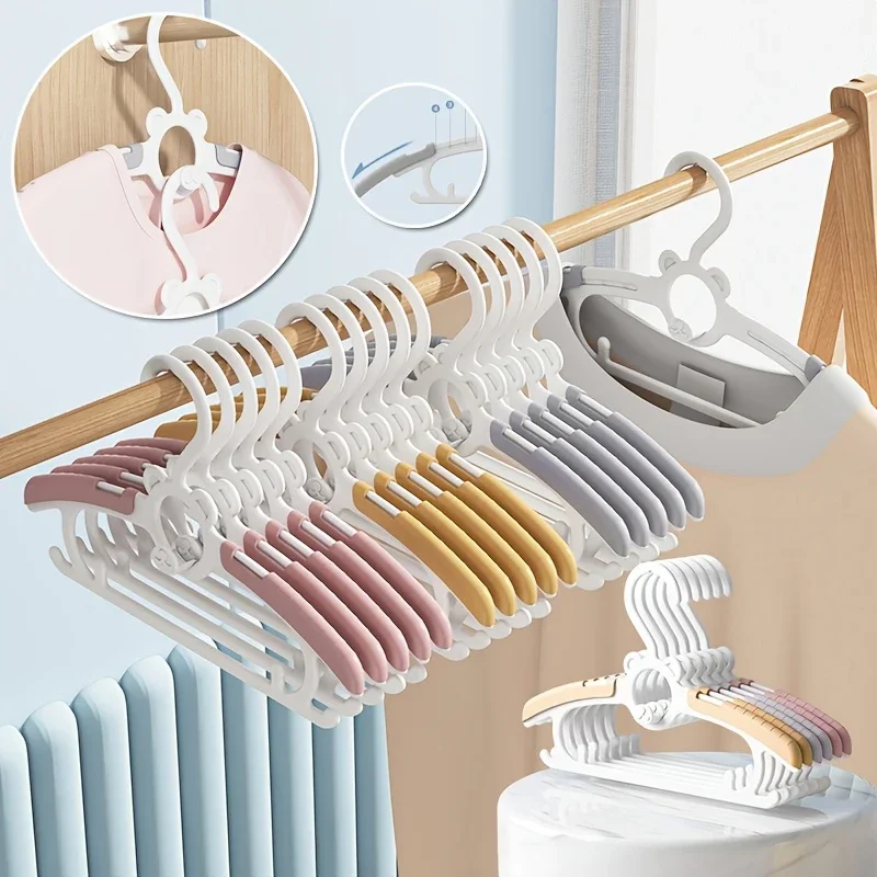 Kleiderbügel für den Schrank, rutschfeste Kleiderbügel, rosa-grauer verstellbarer Kleinkind-Kleiderbügel für Mädchen und Jungen, platzsparend