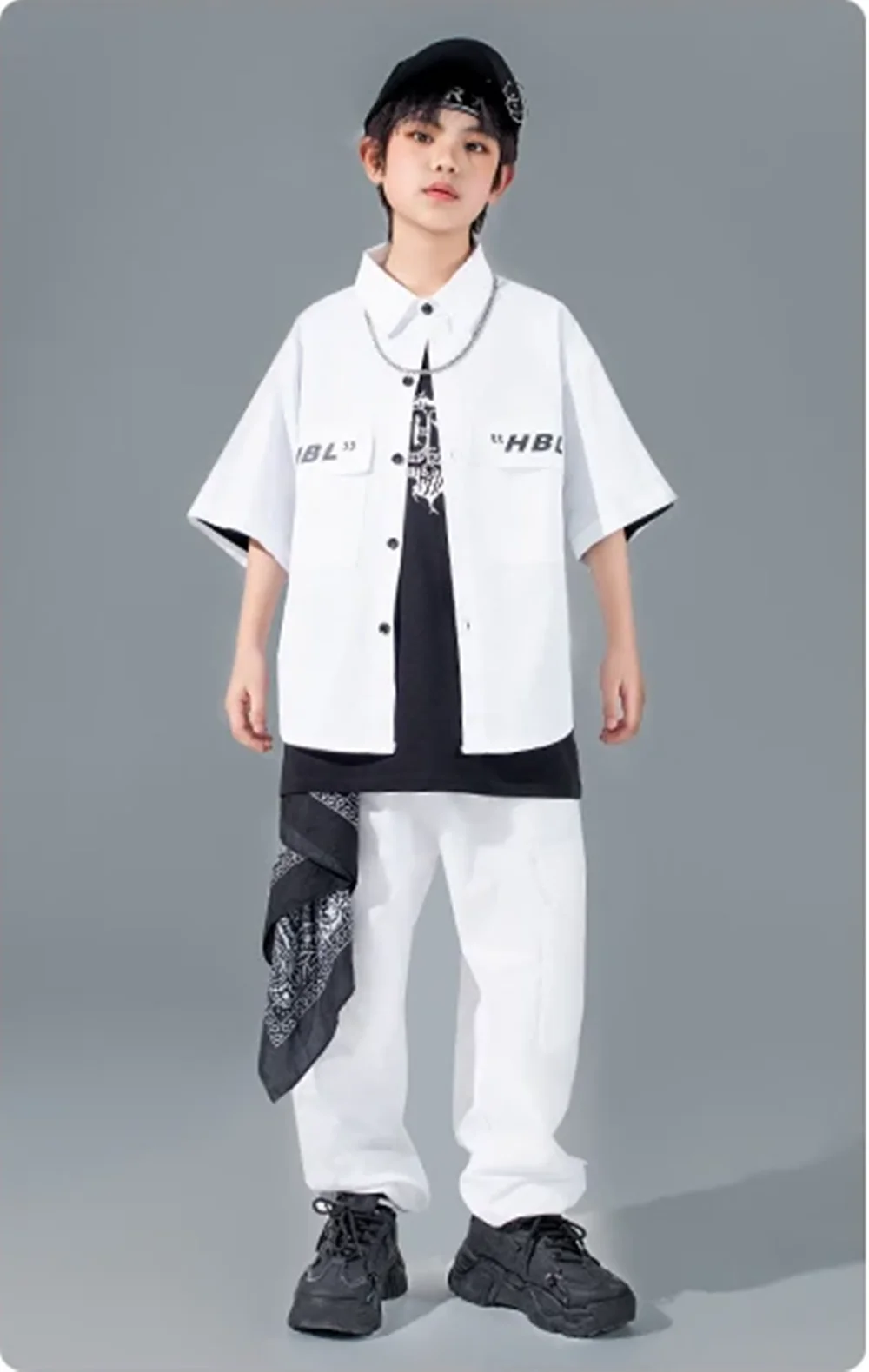 Jungen Street Dance Kostüm Coole Mädchen Jazz Dance Performance Outfit Kinder Mode Hip Hop Bühne Tragen Weißes Hemd Hosen yj301
