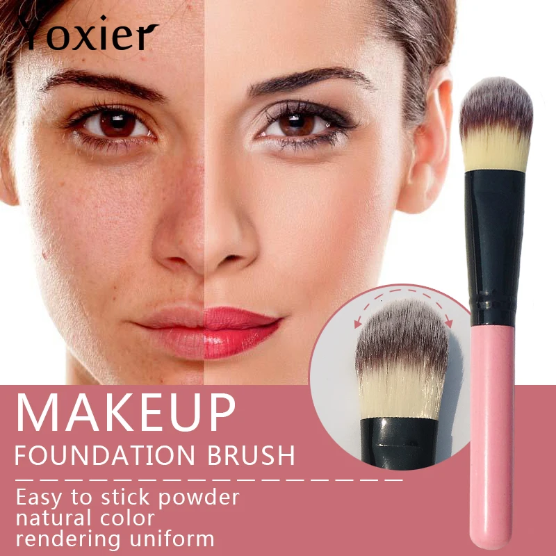 

Yoxier Pink Tongue-Shaped Foundation Brush Eye Corner Nose Wing Foundation Brush Powder Concealer Brush Makeup Beauty Tool 1Pcs