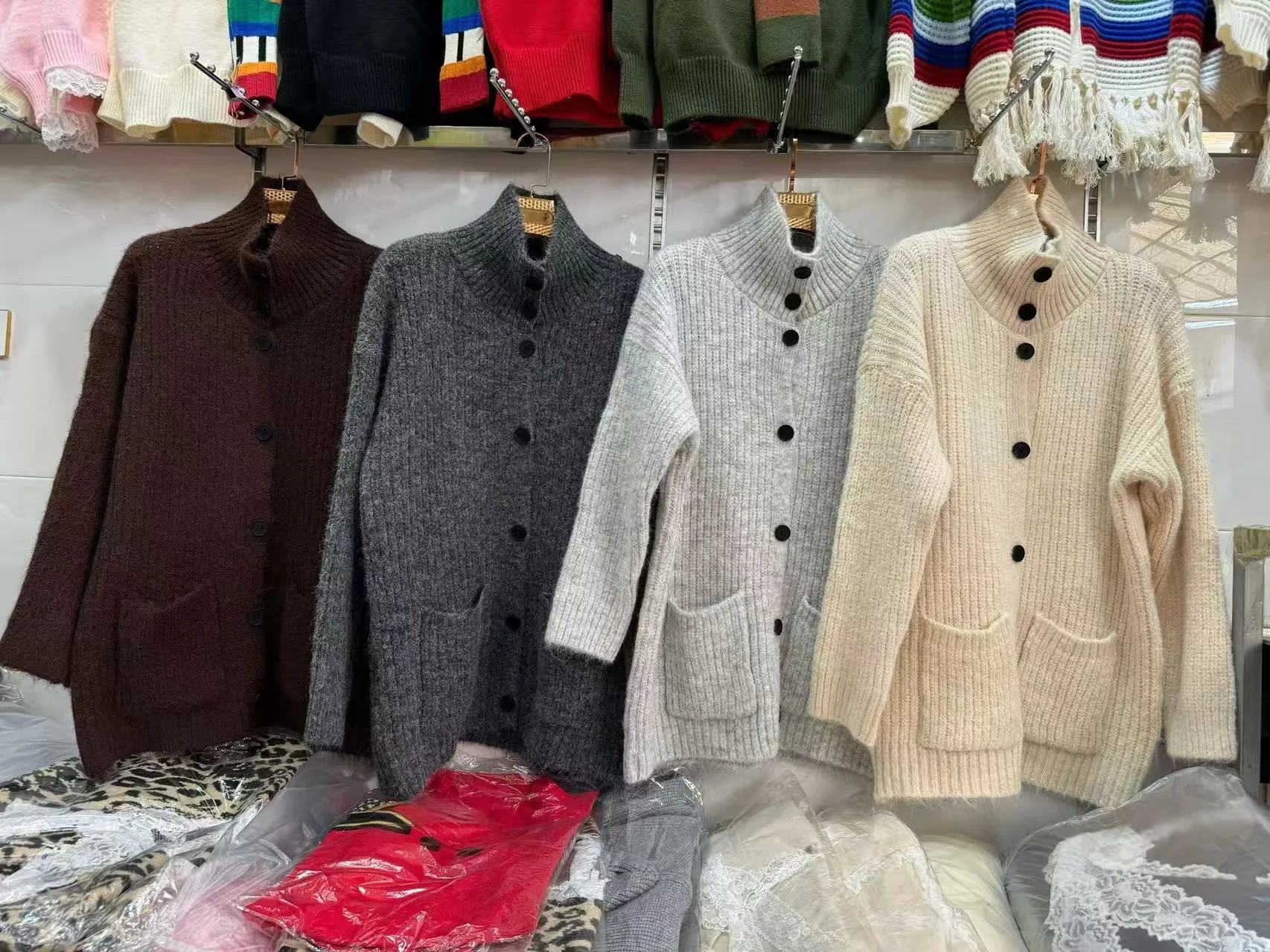 Winter New Loose Simple Women Cardigan Casual Fashion Knitted Cardigan Woman White Grey Camel Black Street Chic Sweaters