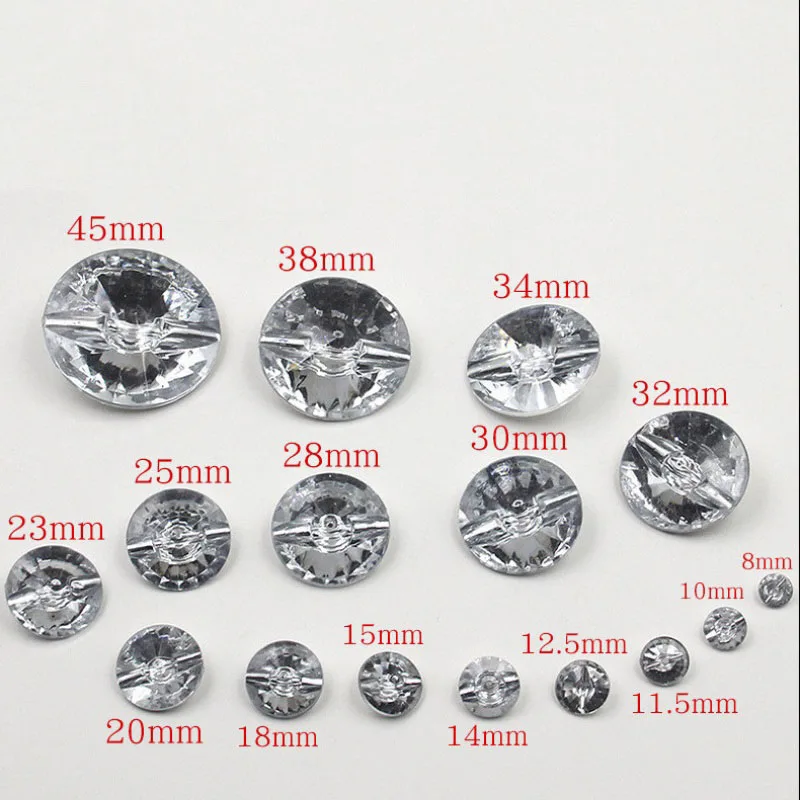 40pcs Rhinestone Buttons Transparent Jewel Buttons Acrylic Crystal Buttons For Coat Jacket Shoe Button Sewing Accessories