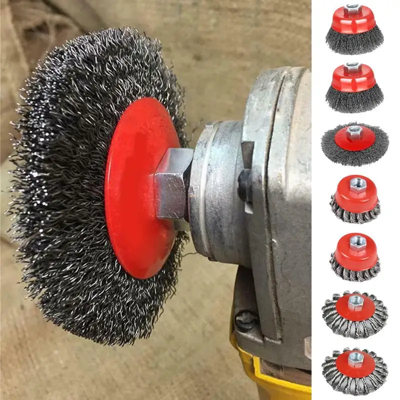 Grinder Wire Wheel 7 Pieces Wire Cup Brush Multifunctional Grinder Attachment For Grinding Welding Polishing Paint Pipe Motor