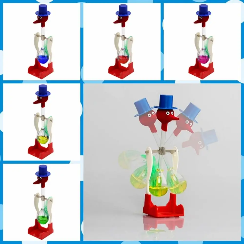 Transparent Drinking Bird Non-Stop Perpetual Motion Glass Lucky Bird Duck with Fluid Bobbing Magic Prank Toy