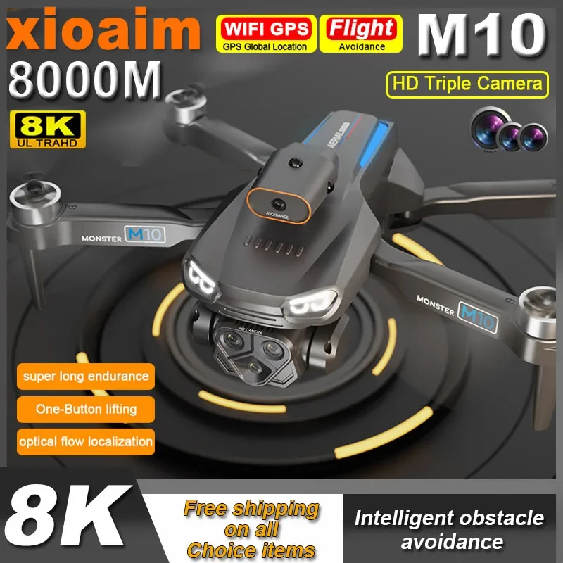 

For Xiaomi M10 Drone 8K HD Triple-Camera Professional Brushless Obstacle Avoidance Professional Omnidirectional Quadcopter Toys